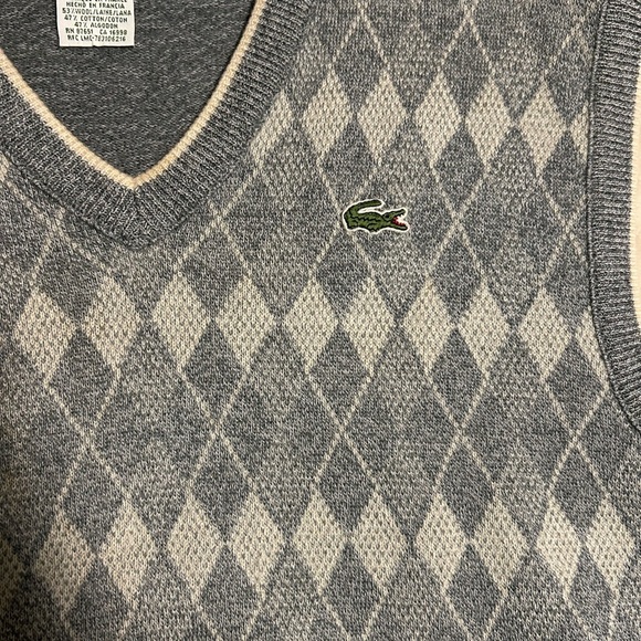 Lacoste Gray V-Neck Sweater with Classic Style - Picture 2 of 4